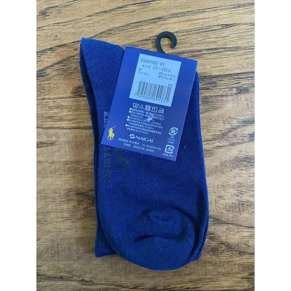 Polo Ralph Lauren Bear‎ Crew Socks Navy Blue Women's 6-8.5 Men's 5-7.5 NWT